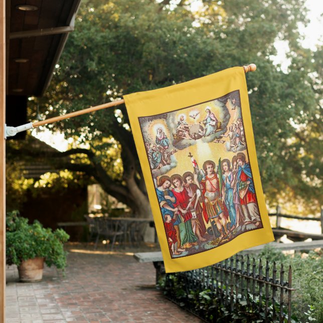 2-sided 7 Archangels (CP 001; Chromolithograph) House Flag (In SItu)