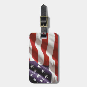 2-sided, American Flag with Personalized Name Luggage Tag