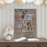 2 Sided Any Theme Bridal Shower Photo & White Text Foam Board<br><div class="desc">Welcome guests to a stylish bridal shower celebration with an elegant custom double sided photo 18"x24" foam board sign. After the party, the bride has a large beautiful print she can hang up at home! All text is simple to personalize, and pictures can be different or the same on front...</div>
