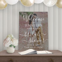 2 Sided Any Theme Bridal Shower Photo & White Text