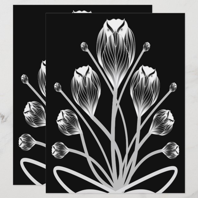 2-Sided B&W Tulip Owlsprey H&S Scrapbook Page (Front/Back)