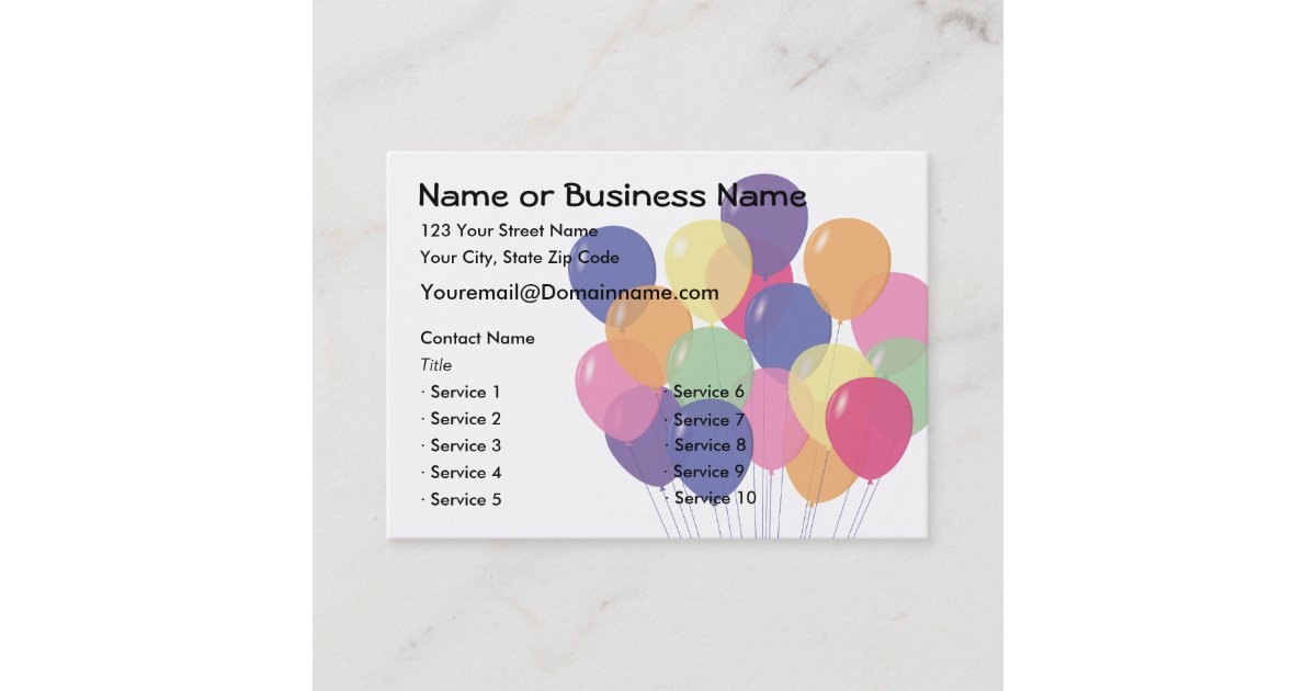 2 Sided Balloon Business Card | Zazzle.com