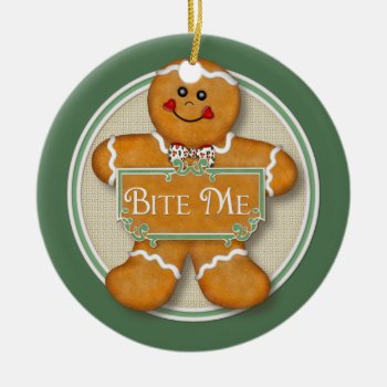 2 Sided - Bite Me Gingerbread Man Ornament by Spice at Zazzle