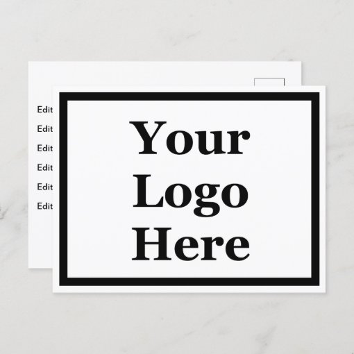 2-Sided Black & White Template Your Logo Here Postcard | Zazzle