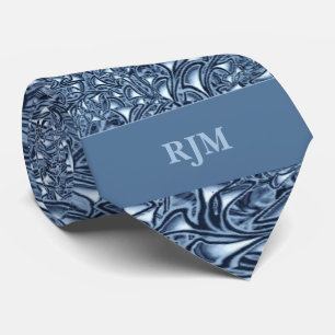 2-Sided Blue Paisley Monogrammed Neck Tie