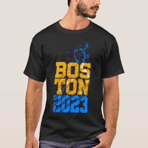 2 Sided Boston 2023 Marathon Training Qualified T_Shirt