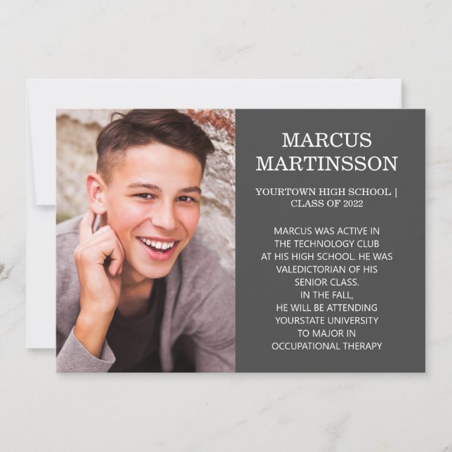 2-Sided Brown Graduation 3 Photo Announcement  (Front)