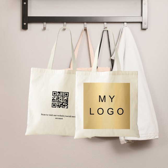 2 sided business corporate logo qr code  tote bag (Creator Uploaded)