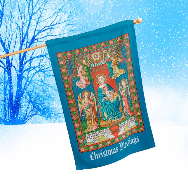 2-sided BVM & Christ Child Christmas Blessings House Flag (Creator Uploaded)