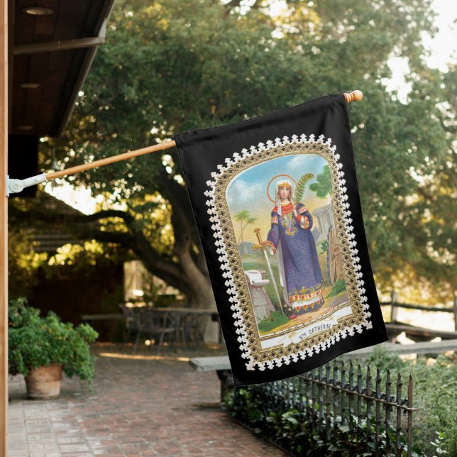 2-sided Catherine of Alexandria in Egyptian Dress House Flag (In SItu)