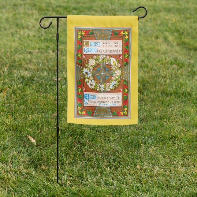 2-sided Christ the Lord Is Risen Again (MW 01) Garden Flag (In SItu)