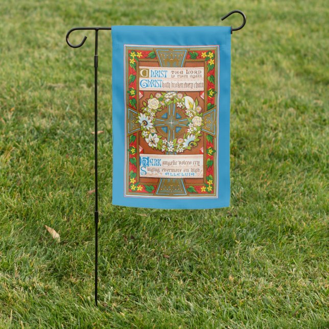 2-sided Christ the Lord Is Risen Again (MW 01) Garden Flag (In SItu)