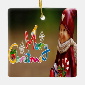 2 sided Christmas Elf greetings Ceramic Ornament