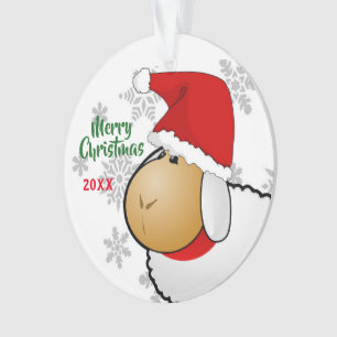 2-Sided Christmas Santa Sheep Cartoon Ornament