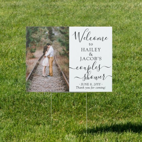 2 Sided Couples Bridal Shower 2 Photo Welcome Yard Sign