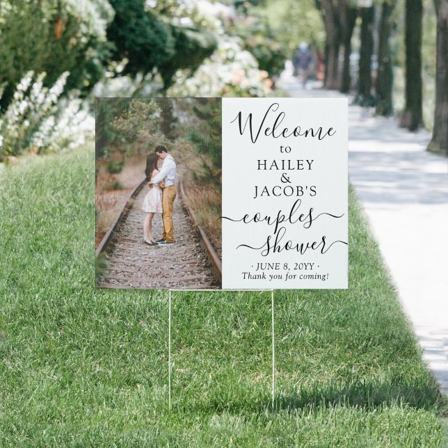 2 Sided Couples Bridal Shower 2 Photo Welcome Yard Sign (Creator Uploaded)