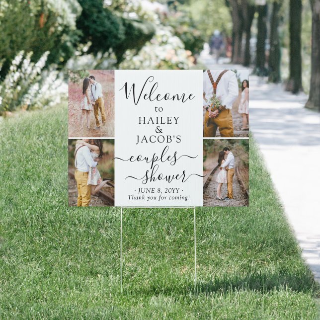 2 Sided Couples Bridal Shower 8 Photo Welcome Yard Sign (Creator Uploaded)