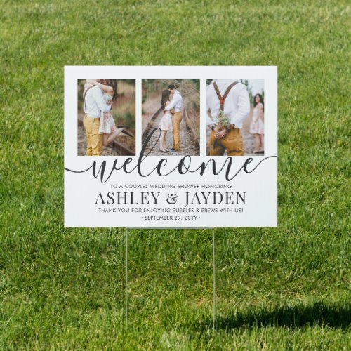 2 Sided Couples Wedding Shower Photo Welcome Yard Sign