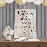2 Sided Couples Wedding Shower Two Photo Welcome Foam Board<br><div class="desc">Welcome guests to a stylish couples bridal shower with an elegant custom 2 photo 18"x24" foam board sign. After the party, the bride and groom have a large beautiful print they can hang up at home! Pictures and all text are simple to personalize. (IMAGE PLACEMENT TIP: An easy way to...</div>