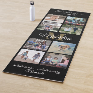 2 Sided Custom Mantra Black & Gold Monogram Photo Yoga Mat