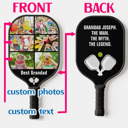  2_sided Custom text and photo pickleball paddle