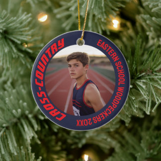 2-Sided Customizable Sports Cross-Country Photo Ceramic Ornament