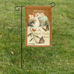 2-sided Cute Angel Freeing Butterflies (M 068) Garden Flag