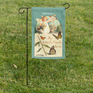 2-sided Cute Angel Freeing Butterflies (M 068) Garden Flag
