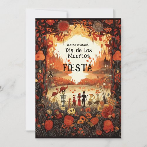  2 sided  Da de Muertos Party Invitation