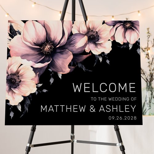 2 Sided Elegant Modern Pink Floral Wedding Signage Foam Board