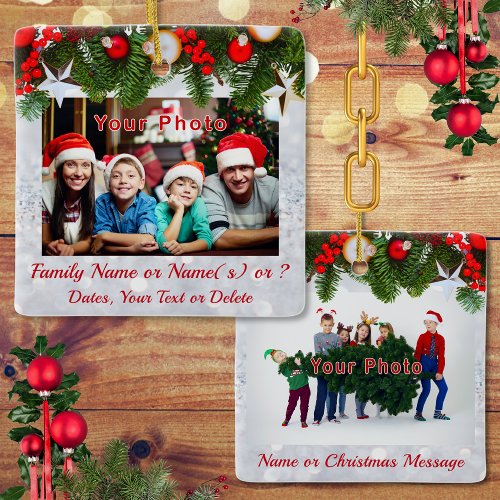 2 Sided Family Photo Ornament Personalized Ceramic Ornament