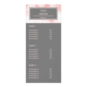 2-sided Faux Pink Marble & Gray Hair Stylist Rack Card