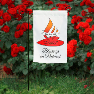 2-sided Flame and Heart with Quote Pentecost Garden Flag