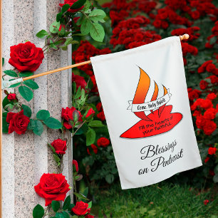 2-sided Flame and Heart with Quote Pentecost House Flag