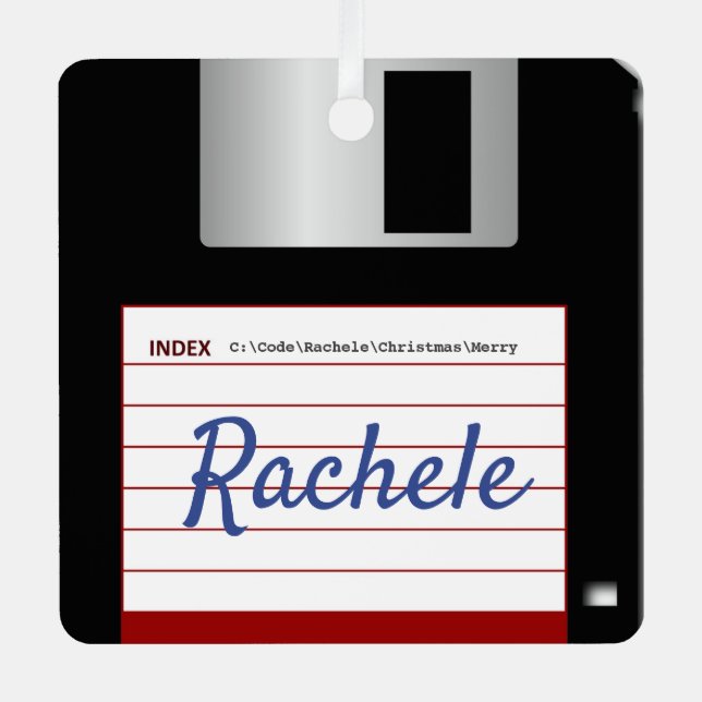 2-sided Floppy Disk with Command Prompt Greeting Metal Ornament (Front)