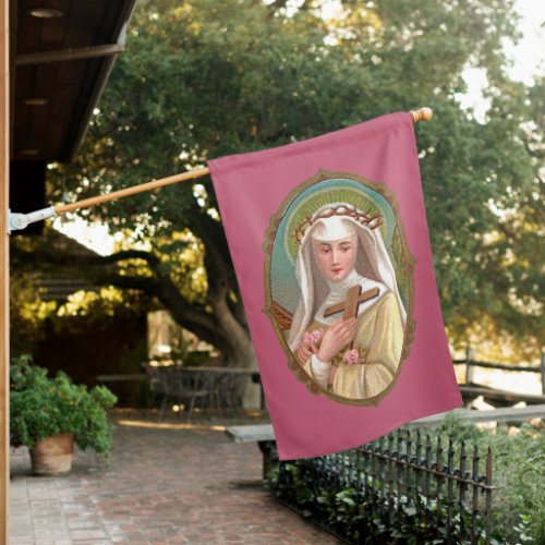 2_sided Framed Portrait of St Rose of Lima House Flag