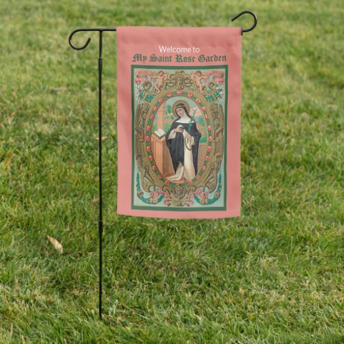 2_sided Framed Portrait of St Rose of Lima K 48 Garden Flag