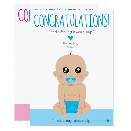2-Sided Funny Gender Reveal Congratulations Card | Zazzle.com