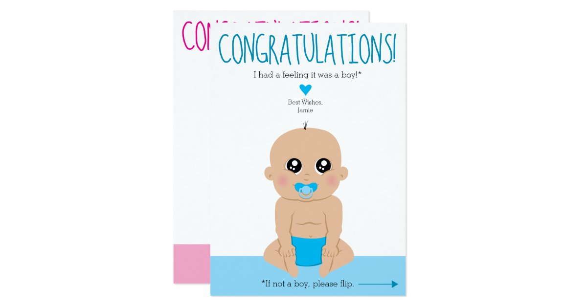 2-Sided Funny Gender Reveal Congratulations Card | Zazzle.com