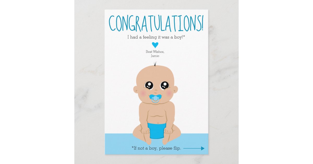 2-Sided Funny Gender Reveal Congratulations Card | Zazzle.com