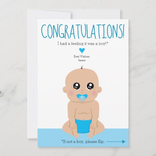 2_Sided Funny Gender Reveal Congratulations Card