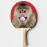2-sided Funny Monkey With Ball In Mouth Ping Pong Paddle at Zazzle