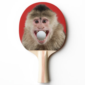 2-Sided Funny Monkey With Ball in Mouth Ping Pong Paddle