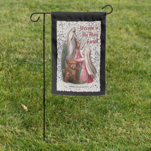 2_sided Girl Giving Her Heart to the BVM BL 03 Garden Flag