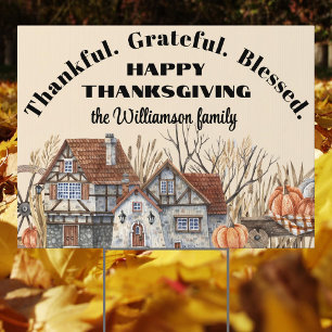 2-sided Happy Thanksgiving 18x24-in Rectangle Yard Sign