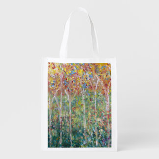 2 sided Impressionist Birch Trees Grocery Bag