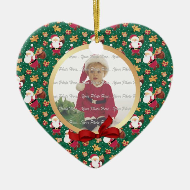 2 Sided - Ist Christmas Santa Baby Photo Ceramic Ornament (Front)
