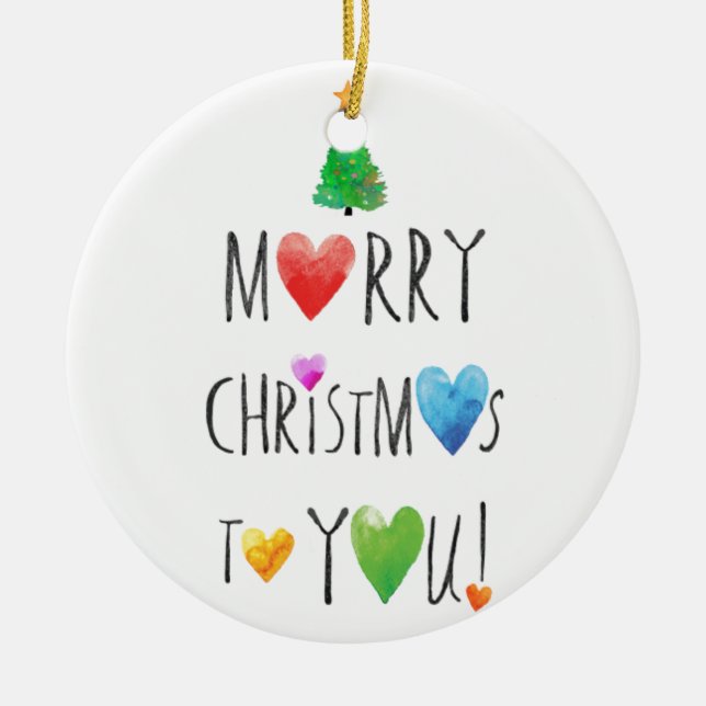 "2 SIDED LIGHTS OF CHRISTMAS/MERRY CHRISTMAS TOO! CERAMIC ORNAMENT (Front)