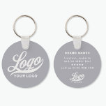 2 sided Logo & Name on Gray Company Business Keychain<br><div class="desc">Customizable promotional light and waterproof Logo Keychain with a simple design. Add your logo and text.</div>