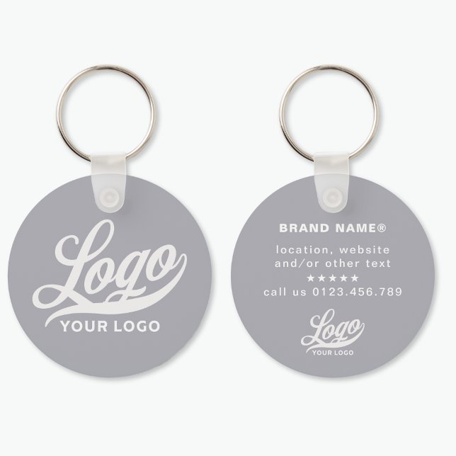2 sided Logo & Name on Gray Company Business Keychain (Creator Uploaded)